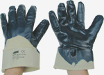 Arbeitsschtutzhandschuh, Nitril - Handschuh, Segeltuchstulpe, blau